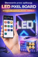 PIKSELOWA TABLICA LED 13X13 CM USB-A ZEGAR ANIMACJE STEROWANIE APLIKACJĄ