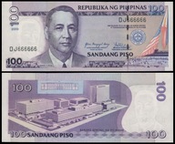 BNB - FILIPINY 100 Piso 2009 DJ 666666 # SOLID NUMBER # P194b # UNC