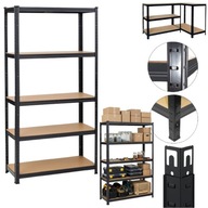 REGAŁ MAGAZYNOWY METALOWY 150x75x30 CZARNY 900kg GARAŻOWY PIWNICA WARSZTAT