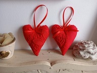 KORONKOWE SERCA DUŻE ZAWIESZKI BAWEŁNA KOMPLET 2 SZTUKI