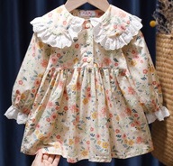 Sukienka dziewczęca w kwiatuszki z kołnierzem 92 (2 lata)