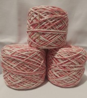 Włóczka bawełniana biało czerwona 465 g