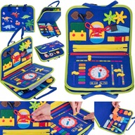 Tablica Manipulacyjna Montessori Walizka Sensoryczna z Zegarem