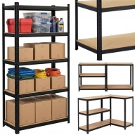REGAŁ METALOWY MAGAZYNOWY CZARNY 180x90x30 875KG DO GARAŻU NA KSIĄŻKI BUTY