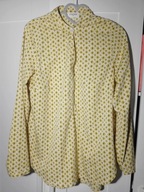 gina 42 koszula bluzka żółta biała czarna wzorek długi rękaw guziczki