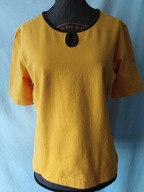 T-shirt żółty z brązowymi lamówkami - M/L