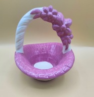 śliczny biało-różowy porcelanowy koszyczek 14cm