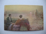 ZAGINIONY ŚWIAT ZACHÓD SŁOŃCA W ZATOCE przedwojenna POCZTÓWKA