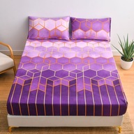 Prześcieradło z gumką 200x200cm Mikrofibra Wzór Geometryczny Kolor Liliowy