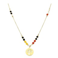 58016 Celebrytka złota stal chirurgiczna drzewko kolorowe koraliki