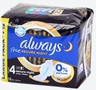 Podpaski higieniczne Always Free Secure Night ze skrzydełkami na noc 12 szt