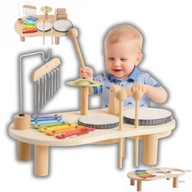 DREWNIANA TABLICA MANIPULACYJNA EDUKACYJNA SENSORYCZNA PERKUSJA CYMBAŁKI