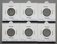 PRL 20 GROSZY 1963-1971 W HOLDERACH ZESTAW 6 SZT.