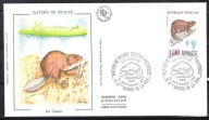 Francja 1991, FDC las, borsuk, JEDWAB
