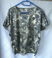BLUZKA DAMSKA SZARO-KREMOWA WE WZORKI 46-48-50