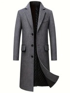 Męski Płaszcz Tweedowy Old Money – Długi, z Klapami i Guzikami - Szary