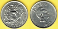 Zambia 5 Ngwee 1968 r.