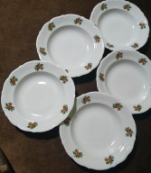 WAŁBRZYCH TALERZE OBIADOWE GŁĘBOKIE STARA PORCELANA OSTROKRZEW PRL 5 sztuk