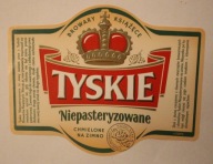 ETYKIETA - BROWARY KSIĄŻĘCE - TYSKIE Niepasteryzowane - CHMIELONE NA ZIMNO