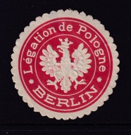 Poselstwo Polskie w Berlinie 1918?, zalepka, fi 4,5 cm