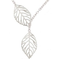 NASZYJNIK BOHO Dwa Listki Łańcuszek Srebrny