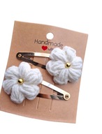 Spinki spineczki do włosów szydełkowy kwiatek 2 szt.