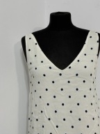 244 delikatna biała bluzka kropki grochy przód tył dekolt V upał Joules XL