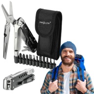 MULTITOOL SURVIVALOWY NARZĘDZIE WIELOFUNKCYJNE ZESTAW 6W1 DUŻY NÓŻ+NOŻYCZKI