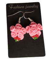 KOLCZYKI NA WALENTYNKI BUKIET KWIATÓW RÓŻOWE RÓŻE