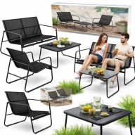Zestaw Mebli Ogrodowych Na Taras Balkon Podwórko 4el Czarne Stół 2x Fotel