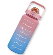 Duża Butelka Na WODĘ 2L Bidon Z Miarką z PODZIAŁKĄ Różowo-Niebieski 2 Litry