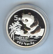 CHINY - 5 Yuan - PANDA - 1996 - UNC - Srebro