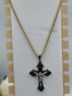 Blueberry Naszyjnik męski Krzyż Jezus Stal 316L Złoty Design Klasa