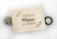 Drewniana skrzynka 22x16x8cm - Dzień Mamy grawer grafika prezent