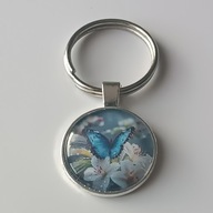 Brelok do kluczy, szkło, motyle