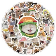 100 szt Naklejki Koty Śmieszne Cute Meme Laptop Telefon Prezent