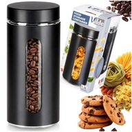 Pojemnik SZKLANY CZARNY kuchenny na żywność produkty sypkie szczelny 1,3L