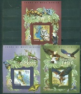 PTAKI. FAUNA AFRYKI. SIERRA LEONE. Mi Blx3. A**2015r.