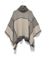 Ponczo Narzutka z Golfem Wełna Beżowy Szary Part Two |R. Uni