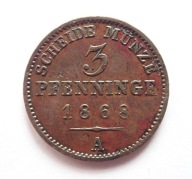Prusy 3 pfenninge 1868 A