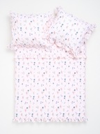 Komplet Pościeli 200x220 cm kwiaty falbany 100% bawełna + 70x80 cm