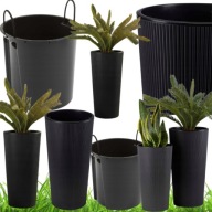 NOWOCZESNA WYSOKA DONICA NA KWIATY Z WKŁADEM CZARNA LOFT 57 CM URBANIKA ECO