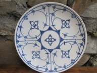 Porcelanowy DUŻY Płaski Talerz Obiadowy_WZÓR SŁOMKOWY_BAVARIA PRL