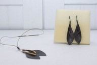 Komplet biżuterii handmade naszyjnik + kolczyki liście boho unikat