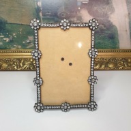 Ramka metalowa glamour kryształki zdobna 10x15 elegancka