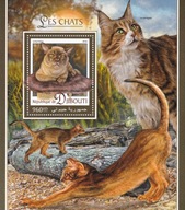 Dżibuti 2016 ** cena 8,90 zł kat.7,50€ - koty, blok