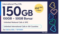 Lycamobile DE SIM Karte Internet International Plus XXL 150 GB