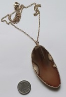 Vintage* pozłacany naszyjnik z dużą zawieszką - agatem , stal pozłacana