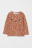 H&M Bawełniany top z nadrukiem 134/140 ciemno beżoworóżowy