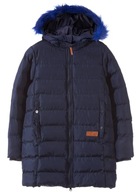 Kurtka dziewczęca zimowa długa ciepła na polarze granatowa 4A3303 rozm.152